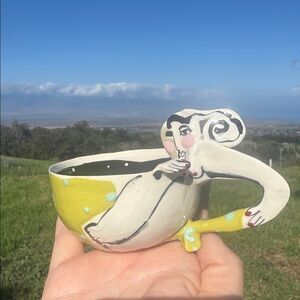 VTG Eilene Sky Artist Tea Cup Mug Woman Studio Piece Porcelain Hand Painted 1988